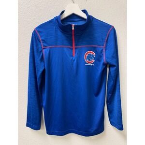Kids Chicago Cubs Blue‎ Quarter Zip Pullover Shirt Team Athletics MLB Size 12/14